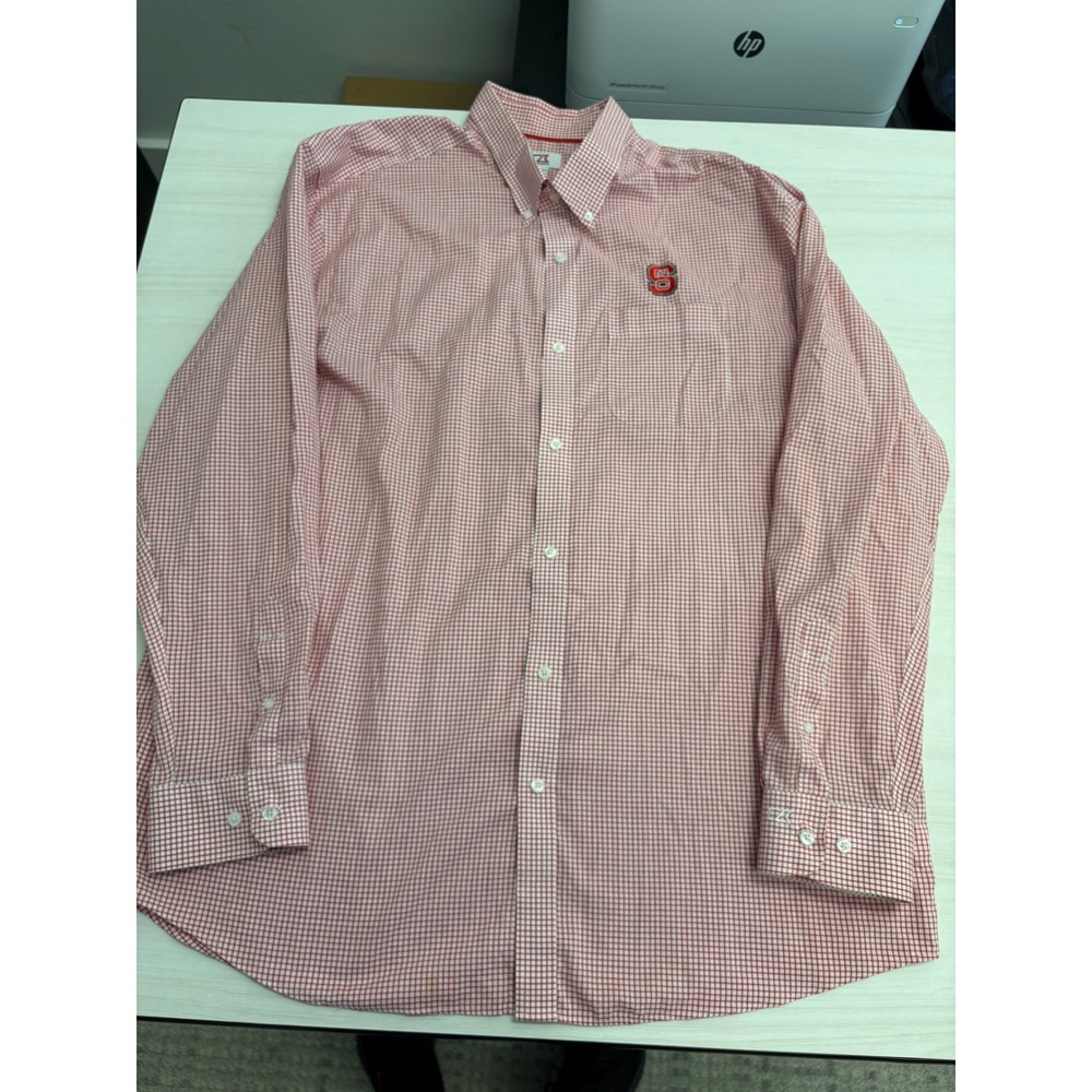 Cutter & Buck NC State Wolfpack Shirt Mens 2XL Red Gingham Button Up NCSU Logo